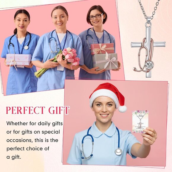 Nurse Gifts Bulk Stainless Steel Cross Necklace for Women Medical Profession - Picture 5 of 6